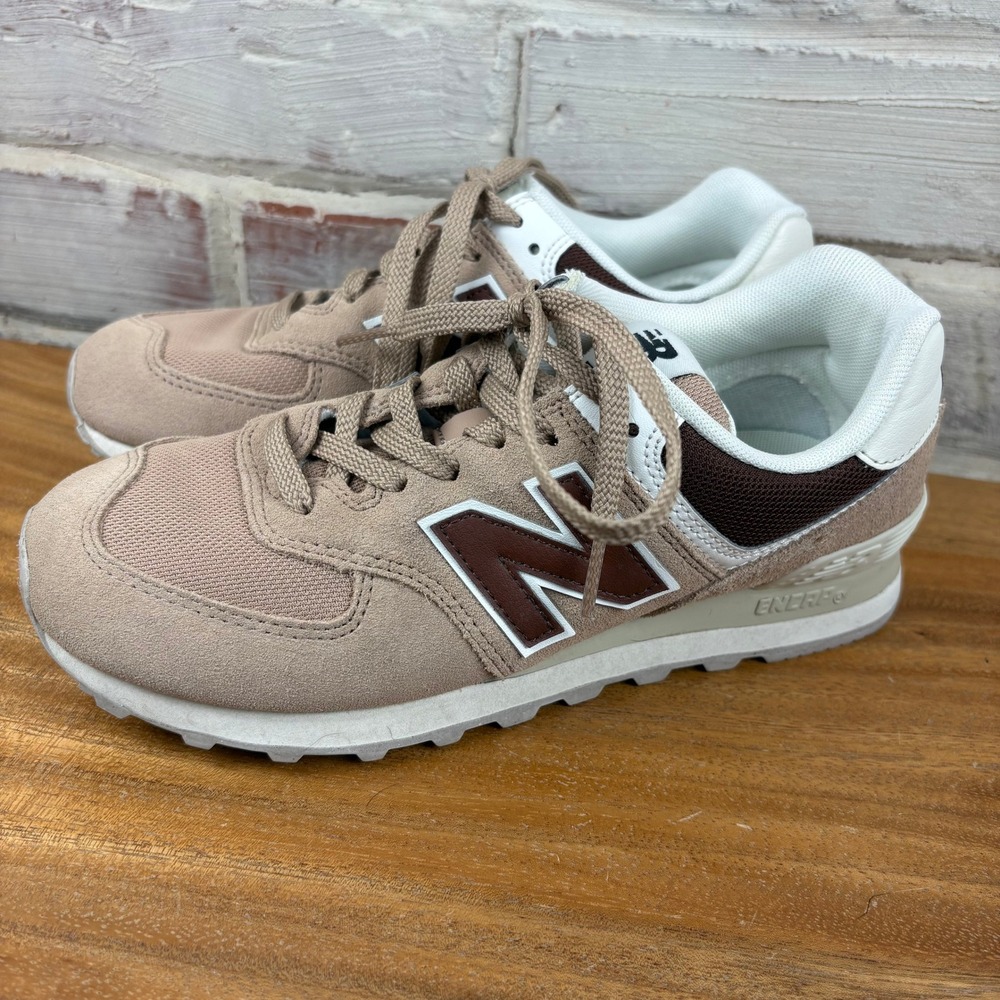 New Balance 574 Suede Sneakers Size 7 Beige Brown ENCAP Athleisure Gorpcore - Picture 2 of 10